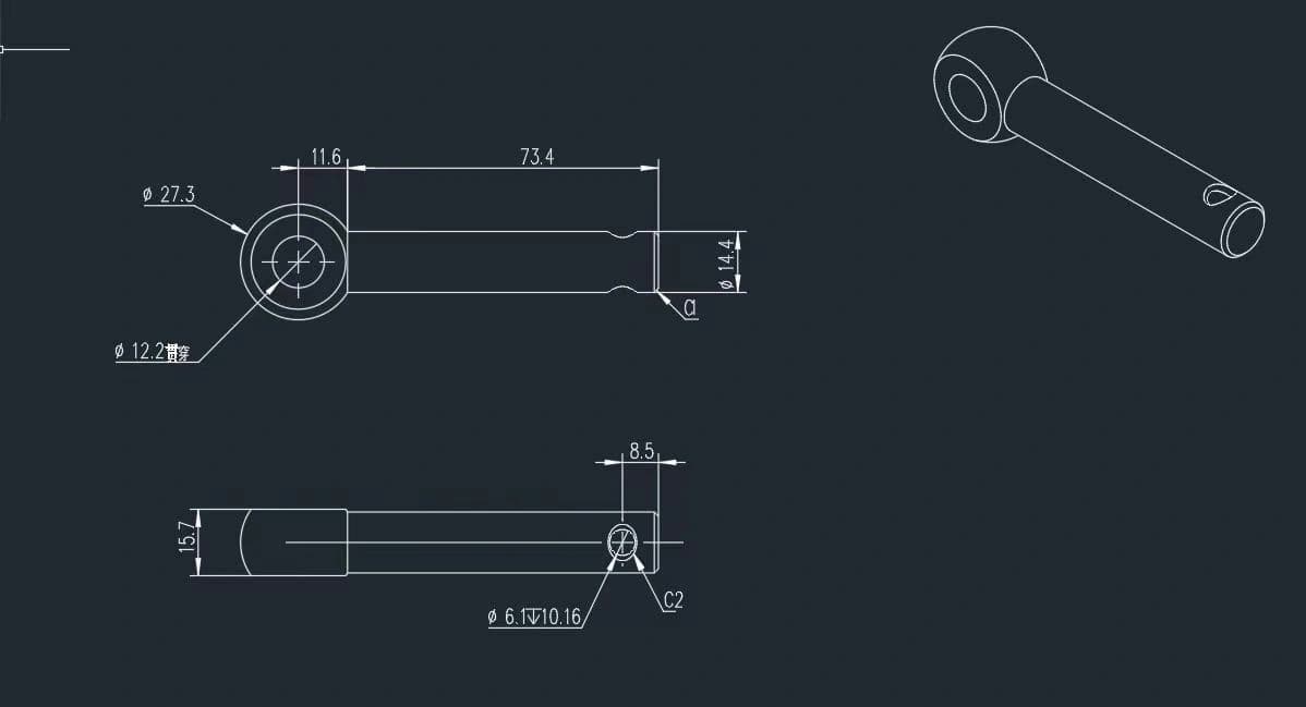 Eye-end component — supplied engineering drawing