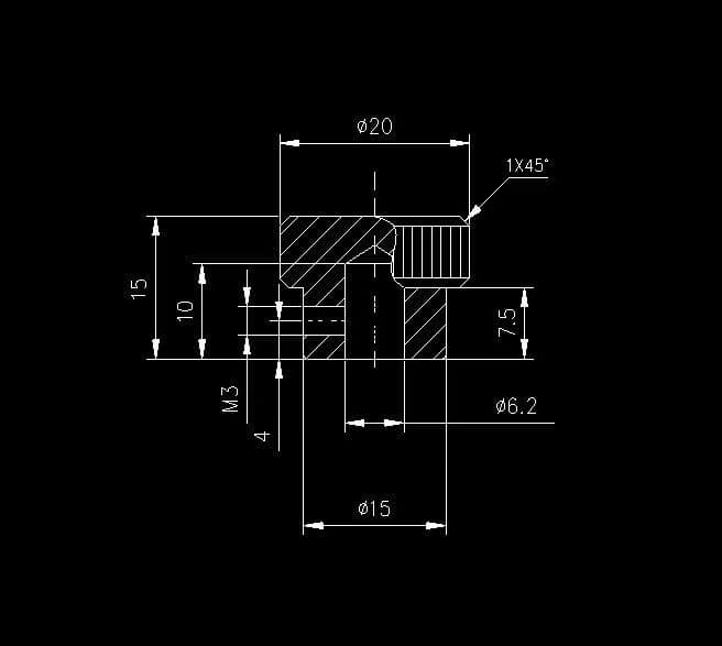 Flanged component section — supplied engineering drawing