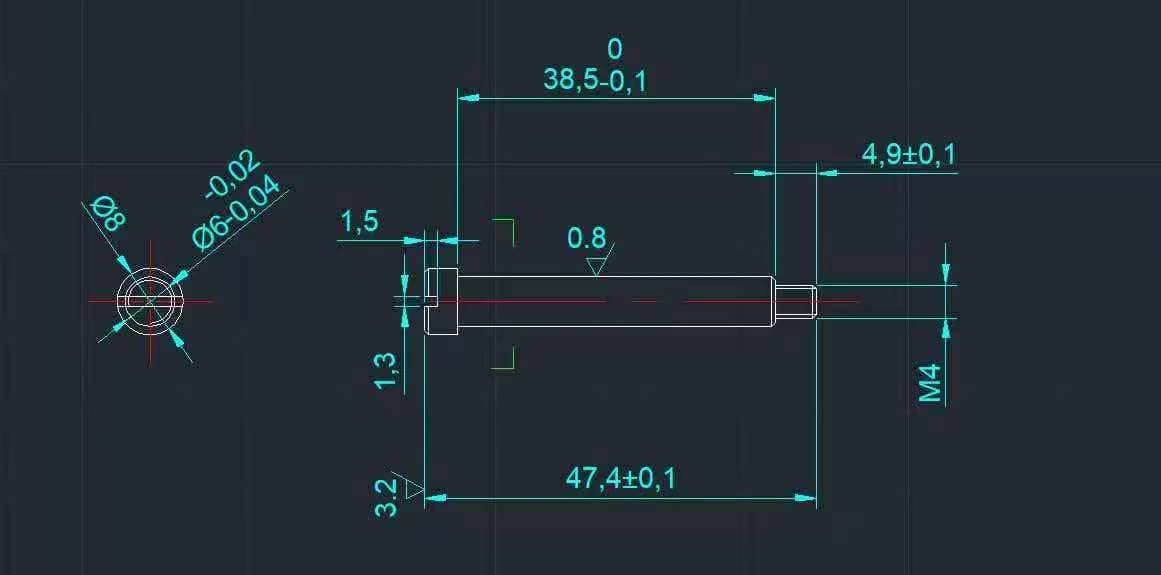 Stepped pin dimensions — supplied engineering drawing