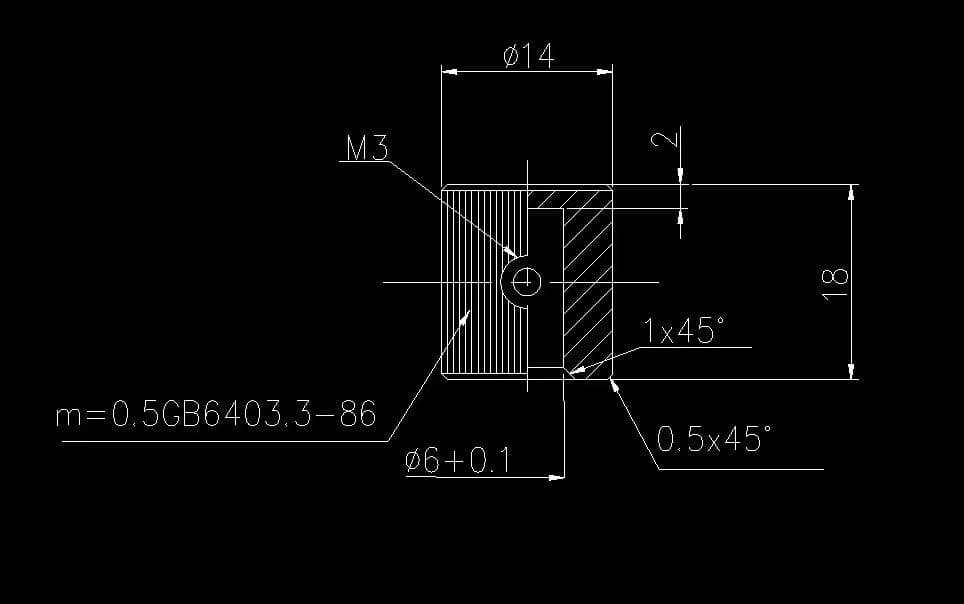 Internal thread section — supplied engineering drawing