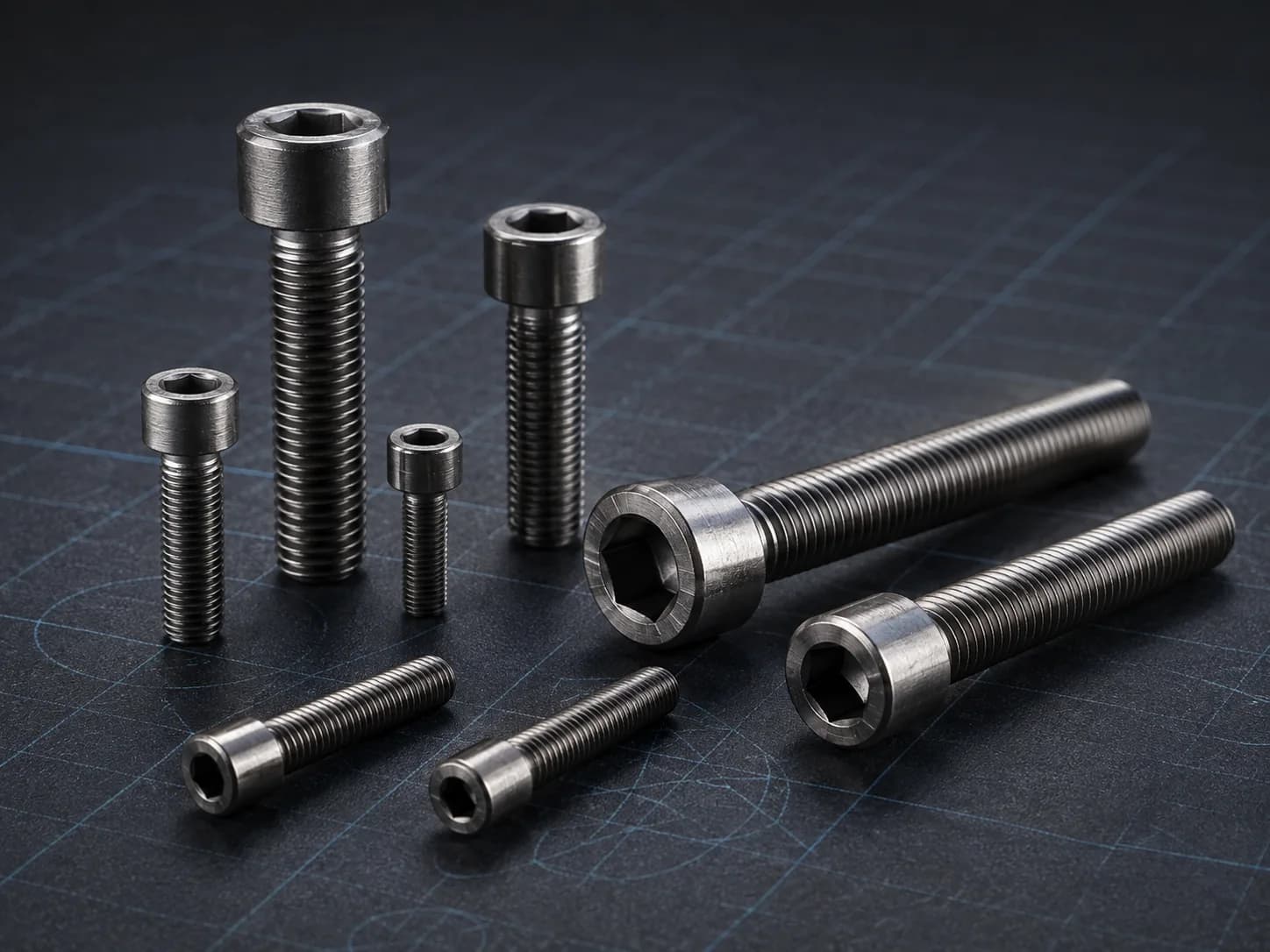 Socket head cap screws in a precision industrial product scene.