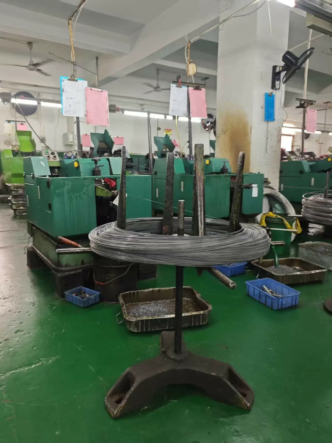 Coiled wire at the workstation